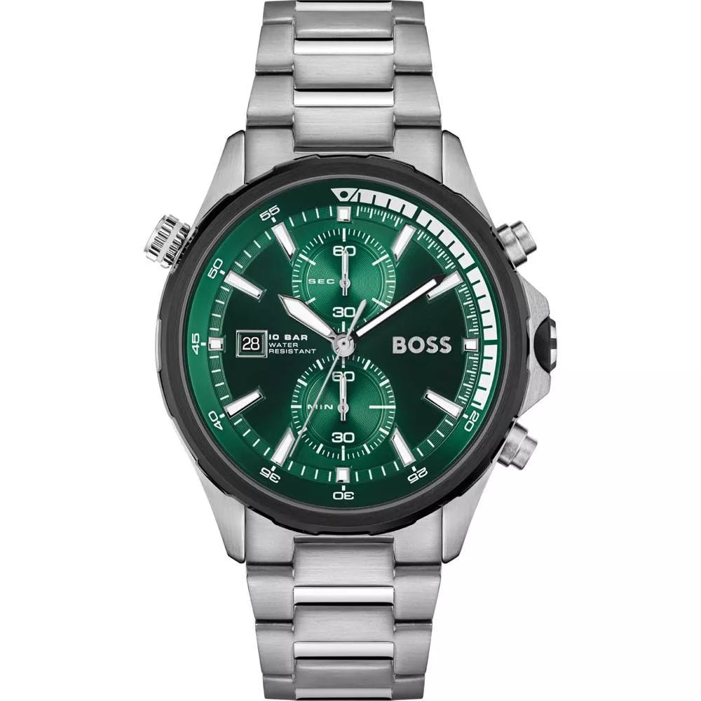 Hugo Boss Men's Chronograph Stainless Steel Watch with Green Dial - HB1513930